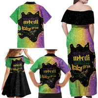Mardi Gras Family Matching Off Shoulder Maxi Dress and Hawaiian Shirt Laissez Les Bons Temps Rouler