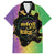 Mardi Gras Family Matching Off Shoulder Short Dress and Hawaiian Shirt Laissez Les Bons Temps Rouler