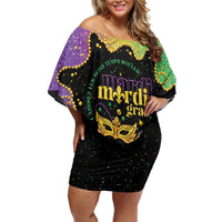 Mardi Gras Family Matching Off Shoulder Short Dress and Hawaiian Shirt Laissez Les Bons Temps Rouler