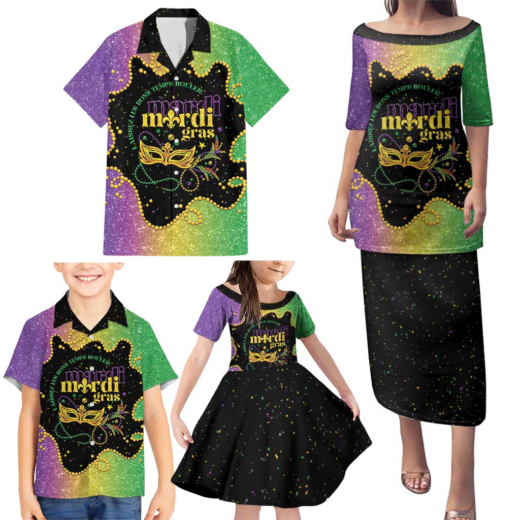 Mardi Gras Family Matching Puletasi and Hawaiian Shirt Laissez Les Bons Temps Rouler