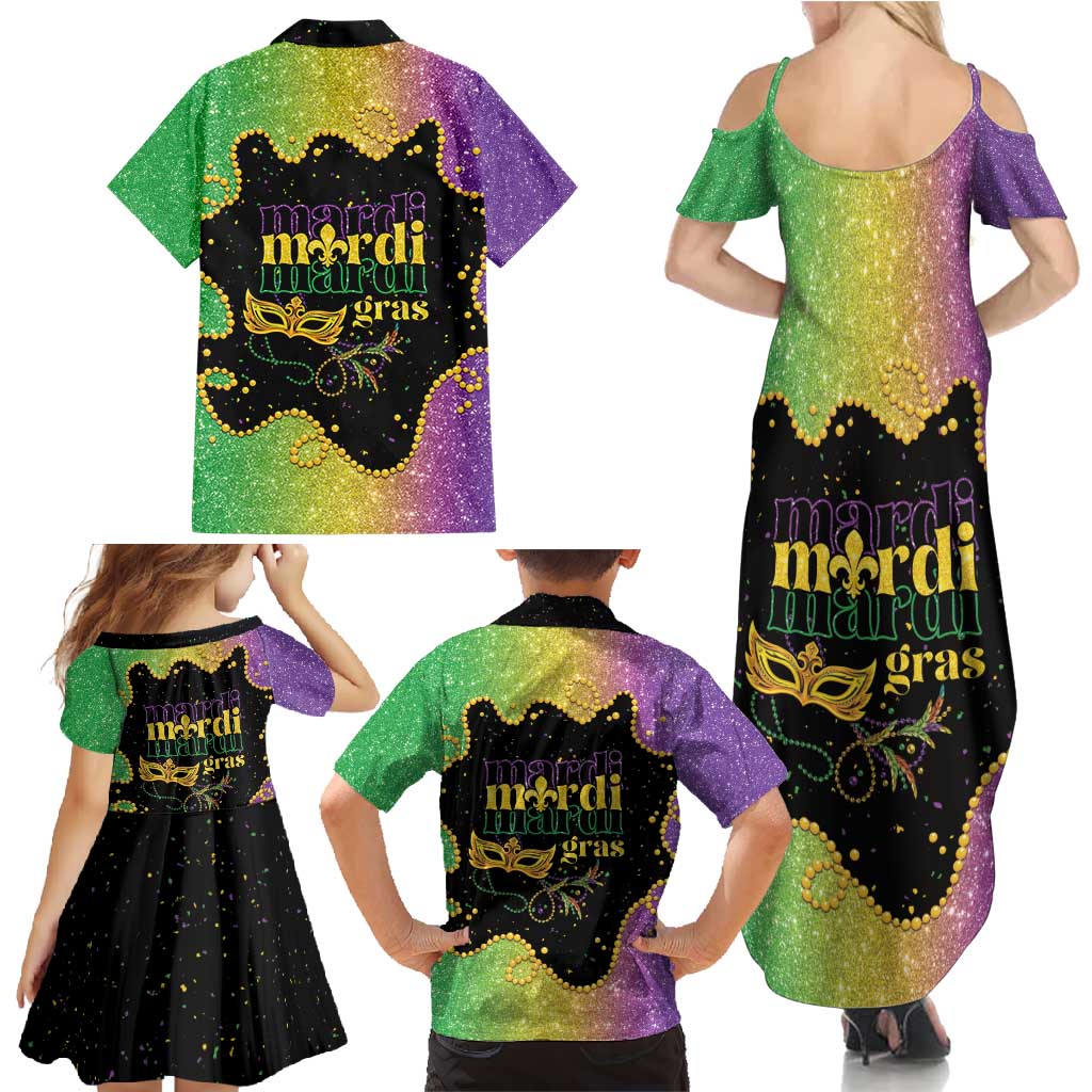 Mardi Gras Family Matching Summer Maxi Dress and Hawaiian Shirt Laissez Les Bons Temps Rouler