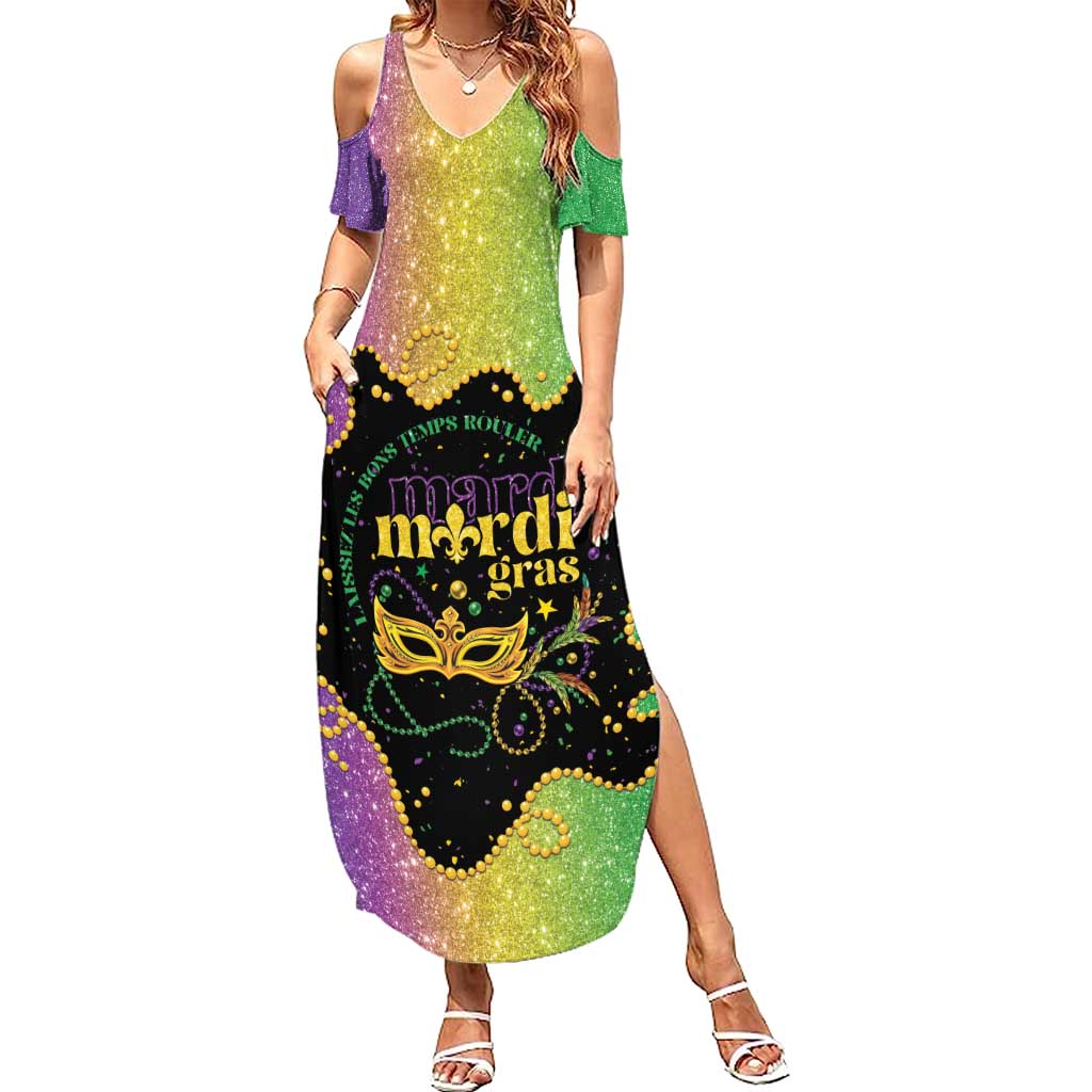 Mardi Gras Family Matching Summer Maxi Dress and Hawaiian Shirt Laissez Les Bons Temps Rouler