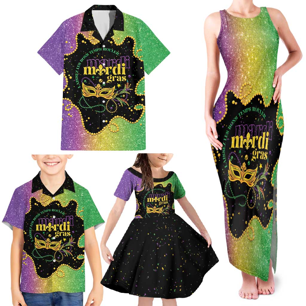 Mardi Gras Family Matching Tank Maxi Dress and Hawaiian Shirt Laissez Les Bons Temps Rouler