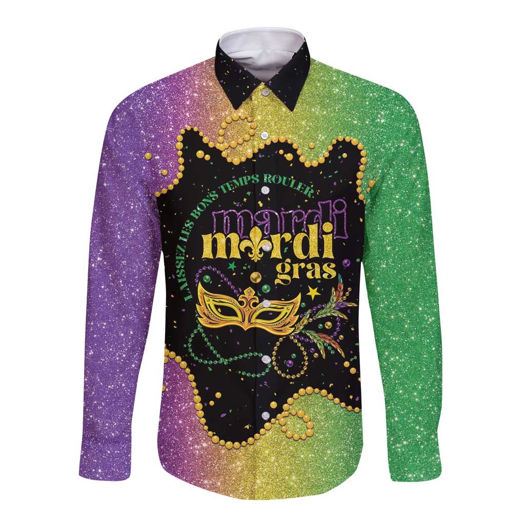 Mardi Gras Long Sleeve Button Shirt Laissez Les Bons Temps Rouler