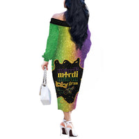Mardi Gras Off The Shoulder Long Sleeve Dress Laissez Les Bons Temps Rouler