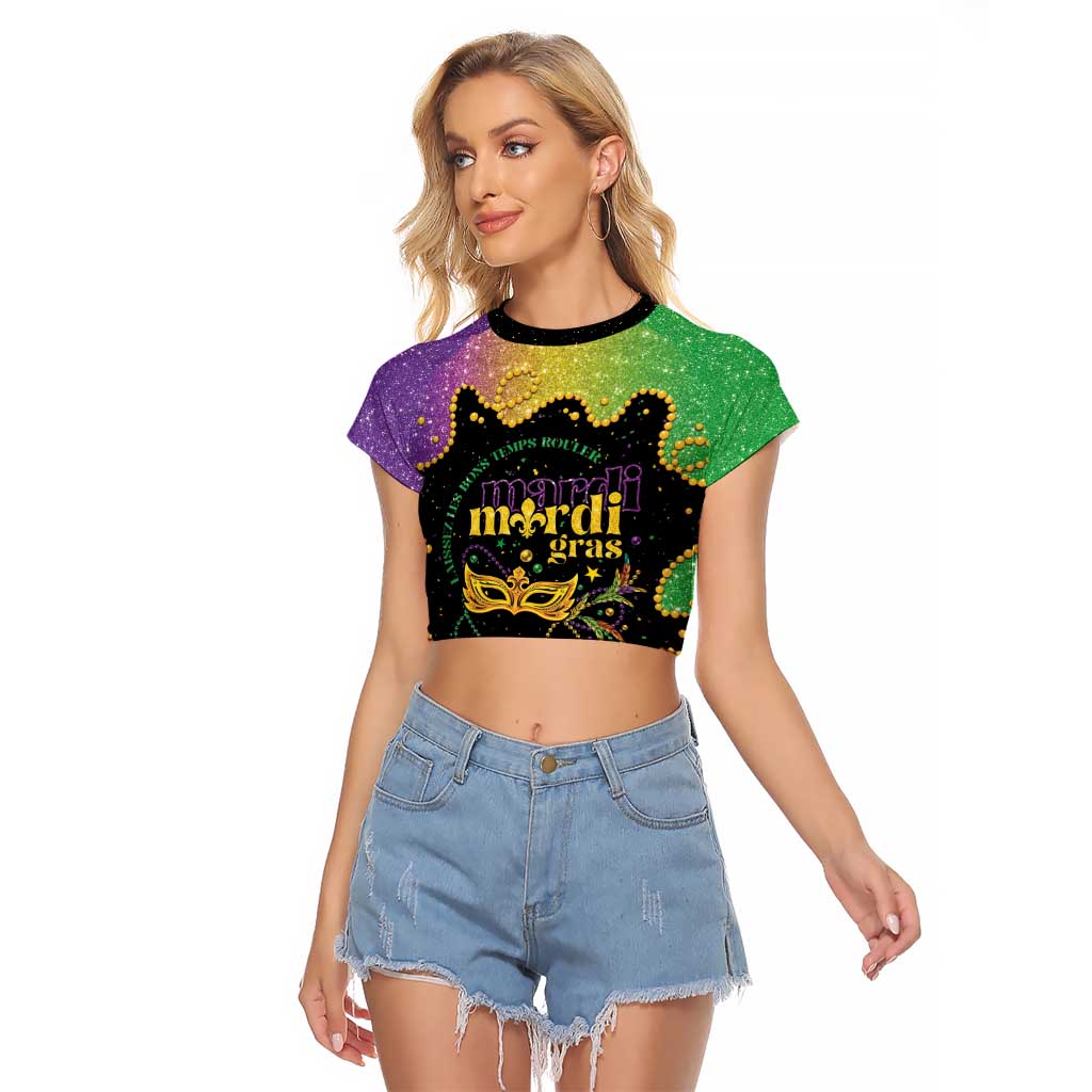 Mardi Gras Raglan Cropped T Shirt Laissez Les Bons Temps Rouler LT05 - Wonder Print Shop