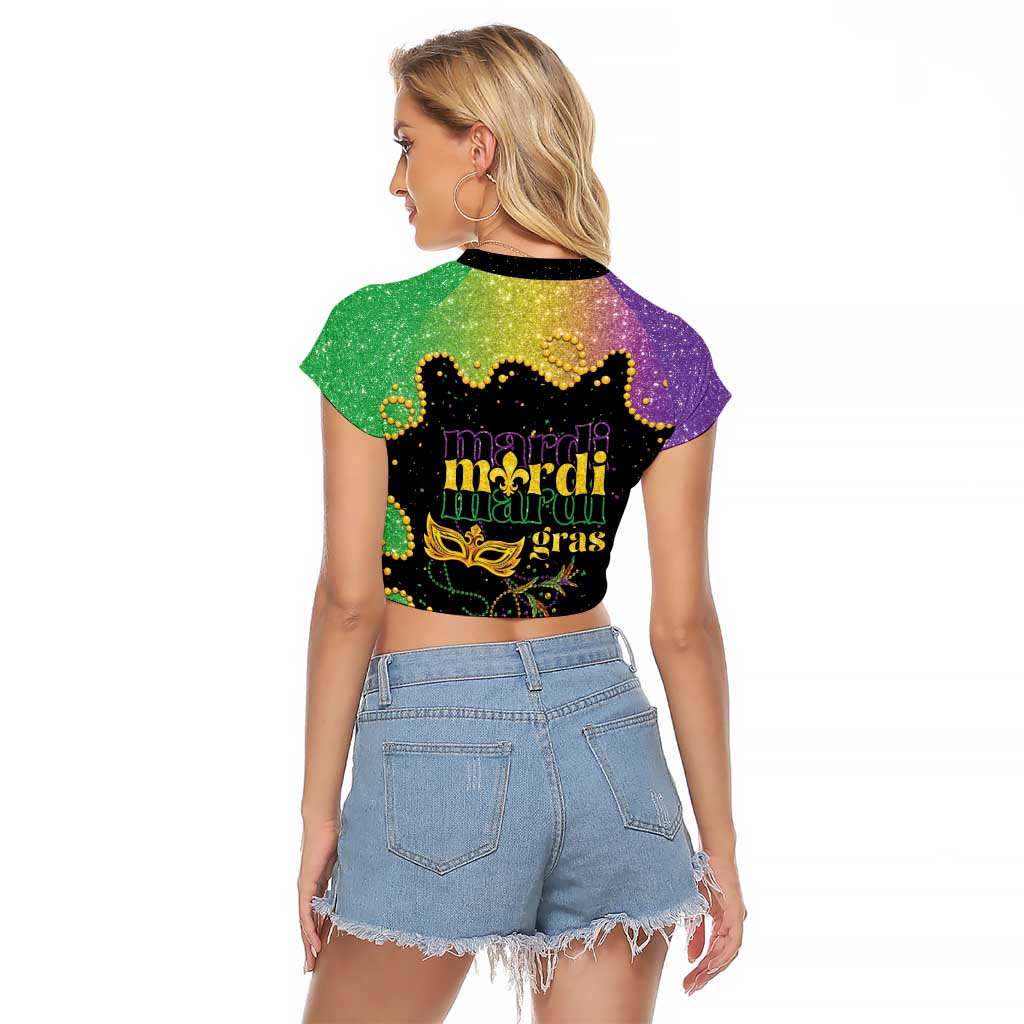 Mardi Gras Raglan Cropped T Shirt Laissez Les Bons Temps Rouler LT05 - Wonder Print Shop