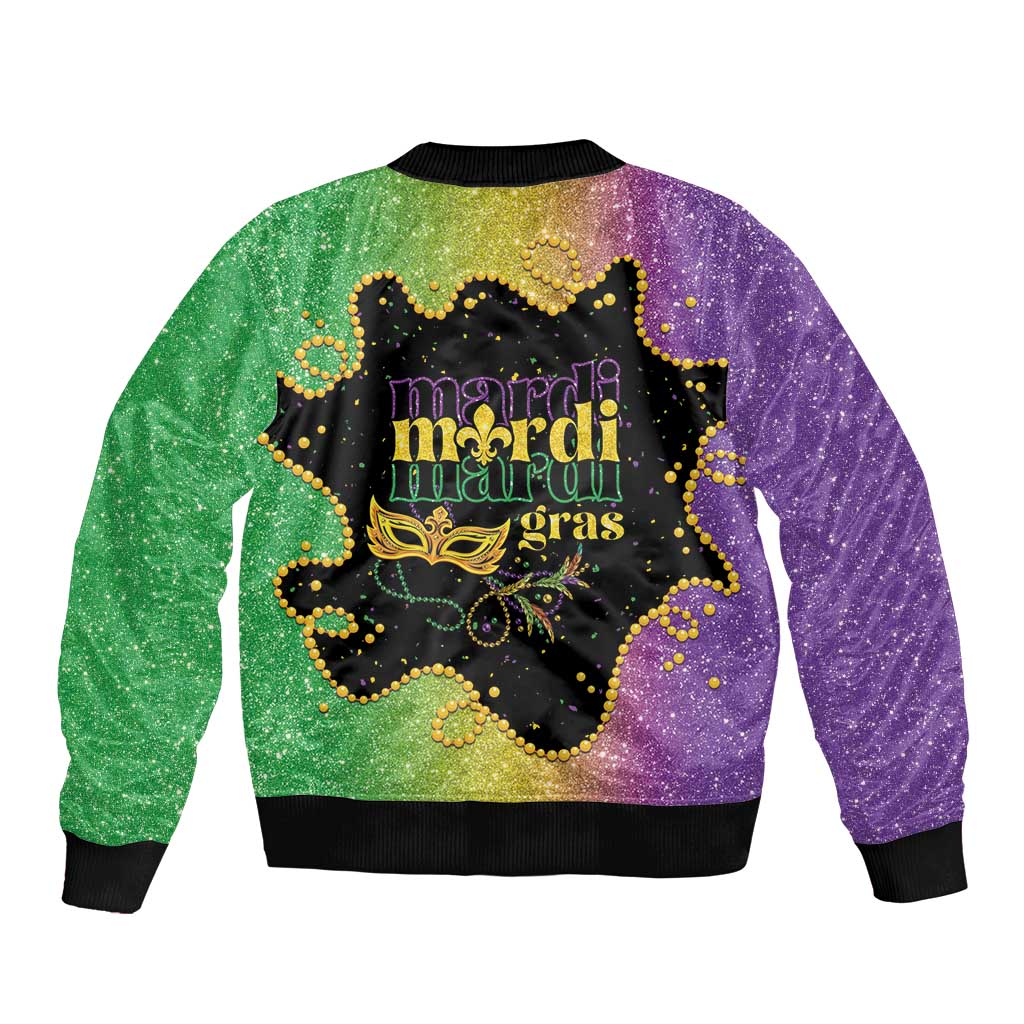 Mardi Gras Sleeve Zip Bomber Jacket Laissez Les Bons Temps Rouler LT05 - Wonder Print Shop