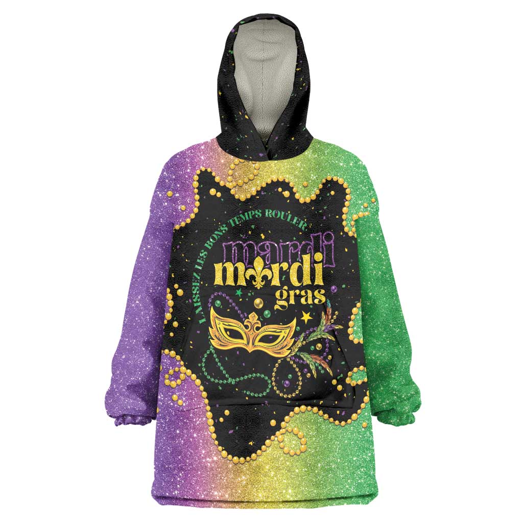 Mardi Gras Wearable Blanket Hoodie Laissez Les Bons Temps Rouler LT05 - Wonder Print Shop
