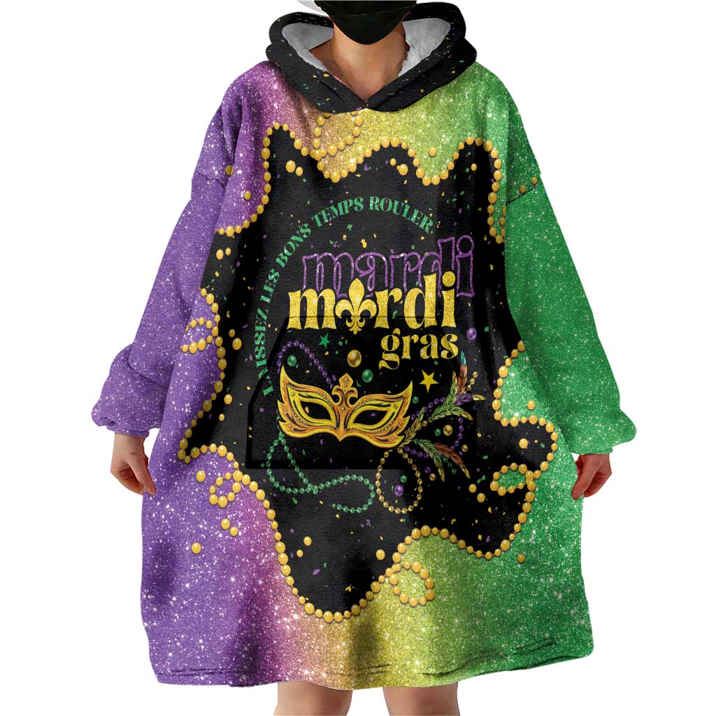 Mardi Gras Wearable Blanket Hoodie Laissez Les Bons Temps Rouler LT05 - Wonder Print Shop