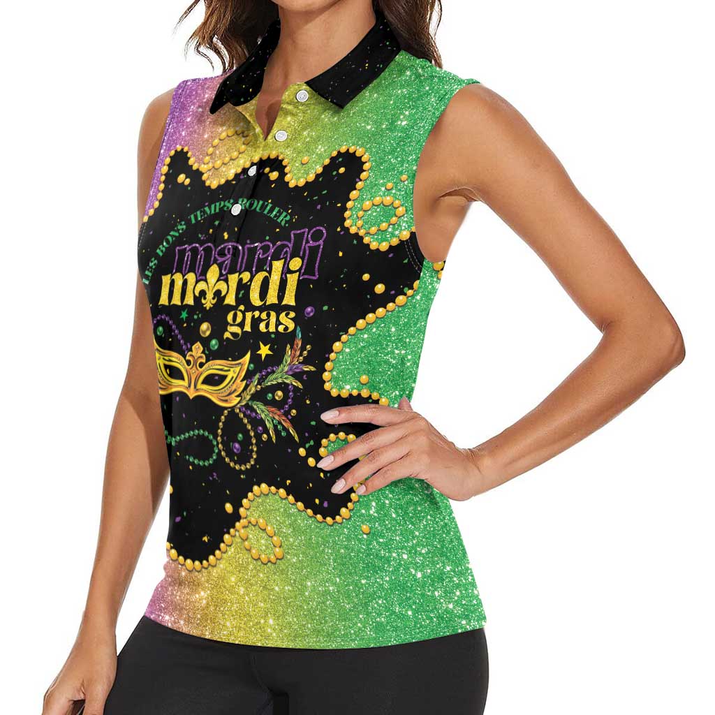 Mardi Gras Women Sleeveless Polo Shirt Laissez Les Bons Temps Rouler LT05 - Wonder Print Shop