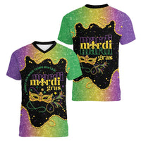 Mardi Gras Women V-Neck T-Shirt Laissez Les Bons Temps Rouler LT05 - Wonder Print Shop