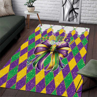 Love Mardi Gras Area Rug Coquette Bow Glitter Style