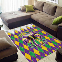 Love Mardi Gras Area Rug Coquette Bow Glitter Style