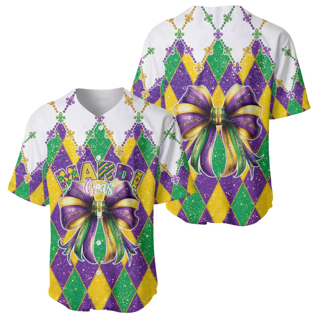 Love Mardi Gras Baseball Jersey Coquette Bow Glitter Style