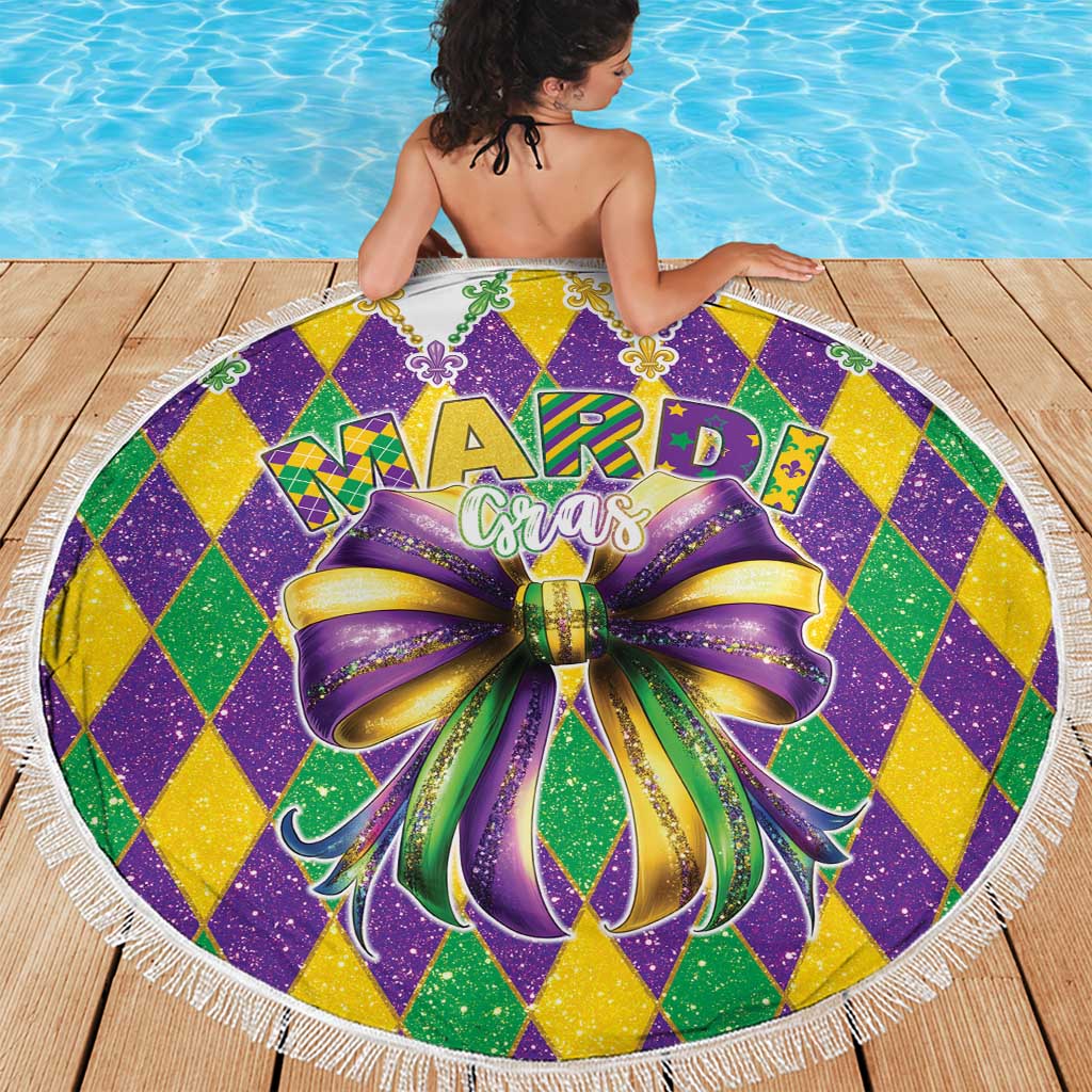 Love Mardi Gras Beach Blanket Coquette Bow Glitter Style