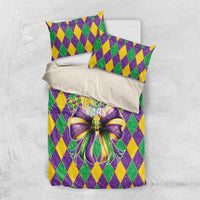 Love Mardi Gras Bedding Set Coquette Bow Glitter Style