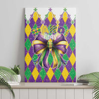 Love Mardi Gras Canvas Wall Art Coquette Bow Glitter Style