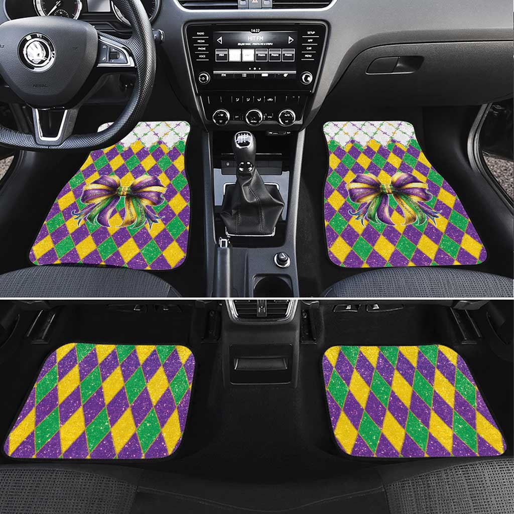 Love Mardi Gras Car Mats Coquette Bow Glitter Style