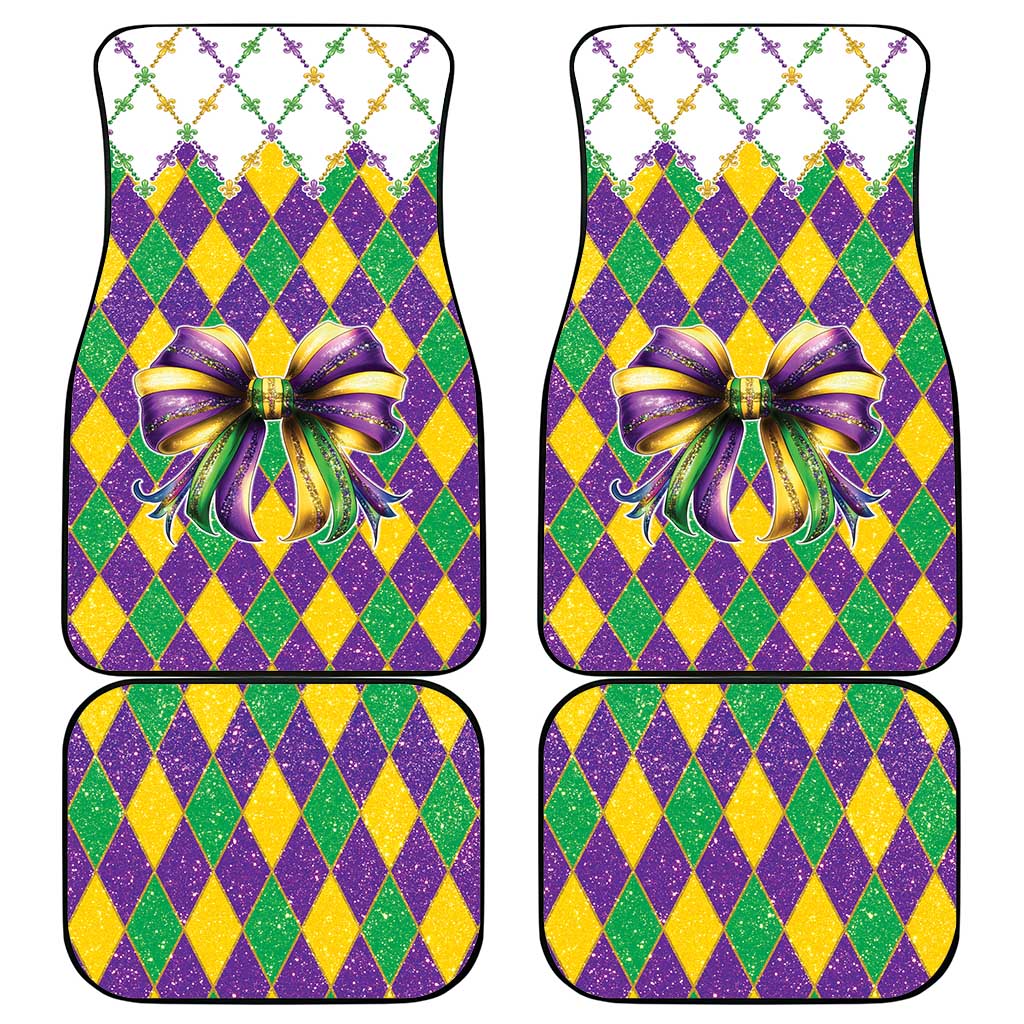 Love Mardi Gras Car Mats Coquette Bow Glitter Style