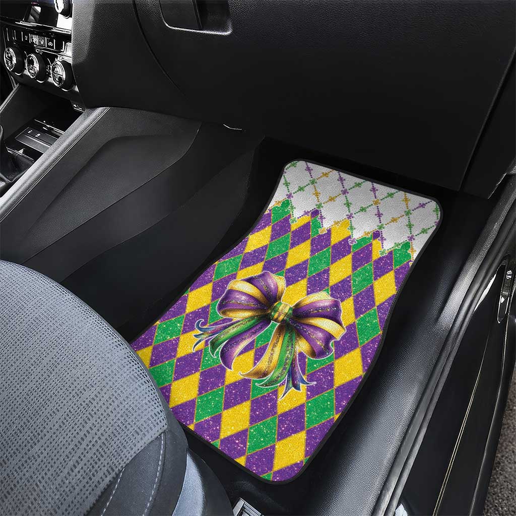 Love Mardi Gras Car Mats Coquette Bow Glitter Style