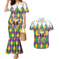 Love Mardi Gras Couples Matching Mermaid Dress and Hawaiian Shirt Coquette Bow Glitter Style