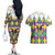 Love Mardi Gras Couples Matching Off The Shoulder Long Sleeve Dress and Hawaiian Shirt Coquette Bow Glitter Style