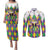 Love Mardi Gras Couples Matching Puletasi and Long Sleeve Button Shirt Coquette Bow Glitter Style