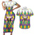 Love Mardi Gras Couples Matching Short Sleeve Bodycon Dress and Hawaiian Shirt Coquette Bow Glitter Style