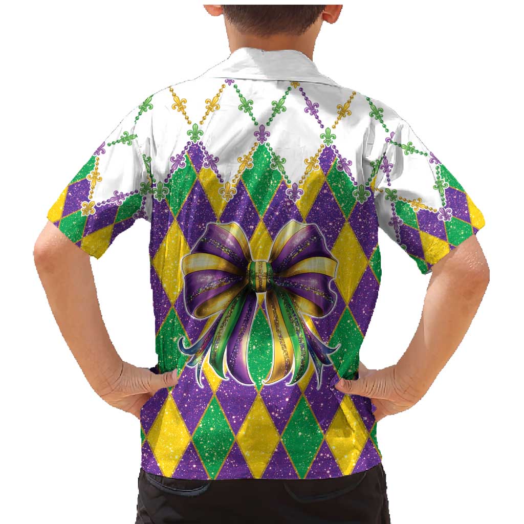 Love Mardi Gras Family Matching Mermaid Dress and Hawaiian Shirt Coquette Bow Glitter Style