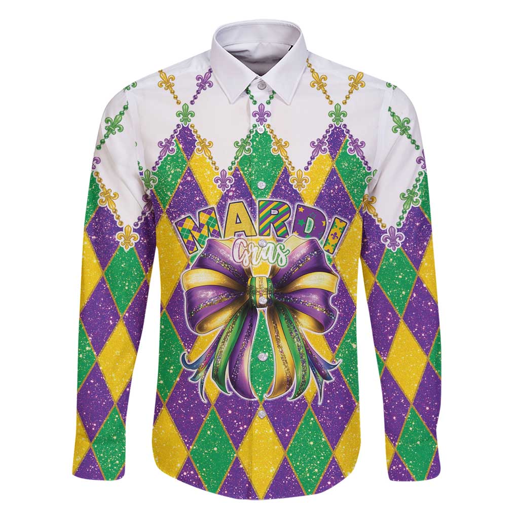 Love Mardi Gras Family Matching Mermaid Dress and Hawaiian Shirt Coquette Bow Glitter Style