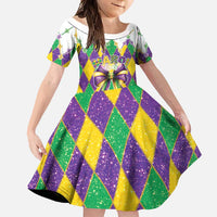 Love Mardi Gras Family Matching Off Shoulder Maxi Dress and Hawaiian Shirt Coquette Bow Glitter Style
