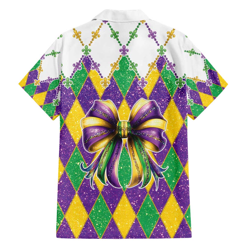 Love Mardi Gras Family Matching Off Shoulder Maxi Dress and Hawaiian Shirt Coquette Bow Glitter Style