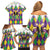 Love Mardi Gras Family Matching Off Shoulder Short Dress and Hawaiian Shirt Coquette Bow Glitter Style