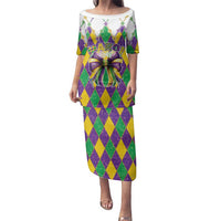 Love Mardi Gras Family Matching Puletasi and Hawaiian Shirt Coquette Bow Glitter Style