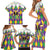 Love Mardi Gras Family Matching Short Sleeve Bodycon Dress and Hawaiian Shirt Coquette Bow Glitter Style