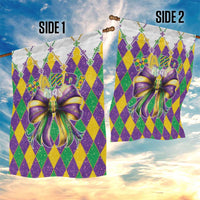 Love Mardi Gras Garden Flag Coquette Bow Glitter Style