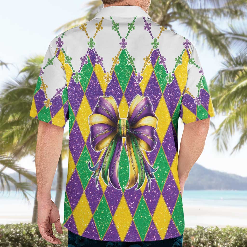 Love Mardi Gras Hawaiian Shirt Coquette Bow Glitter Style