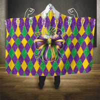 Love Mardi Gras Hooded Blanket Coquette Bow Glitter Style