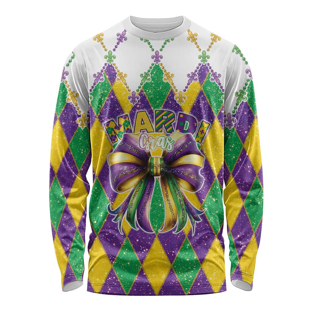 Love Mardi Gras Long Sleeve Shirt Coquette Bow Glitter Style