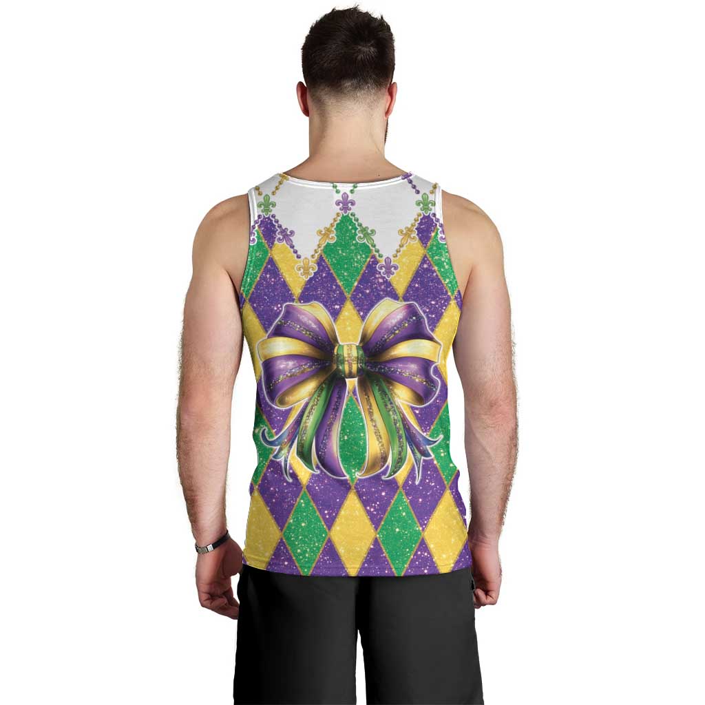 Love Mardi Gras Men Tank Top Coquette Bow Glitter Style
