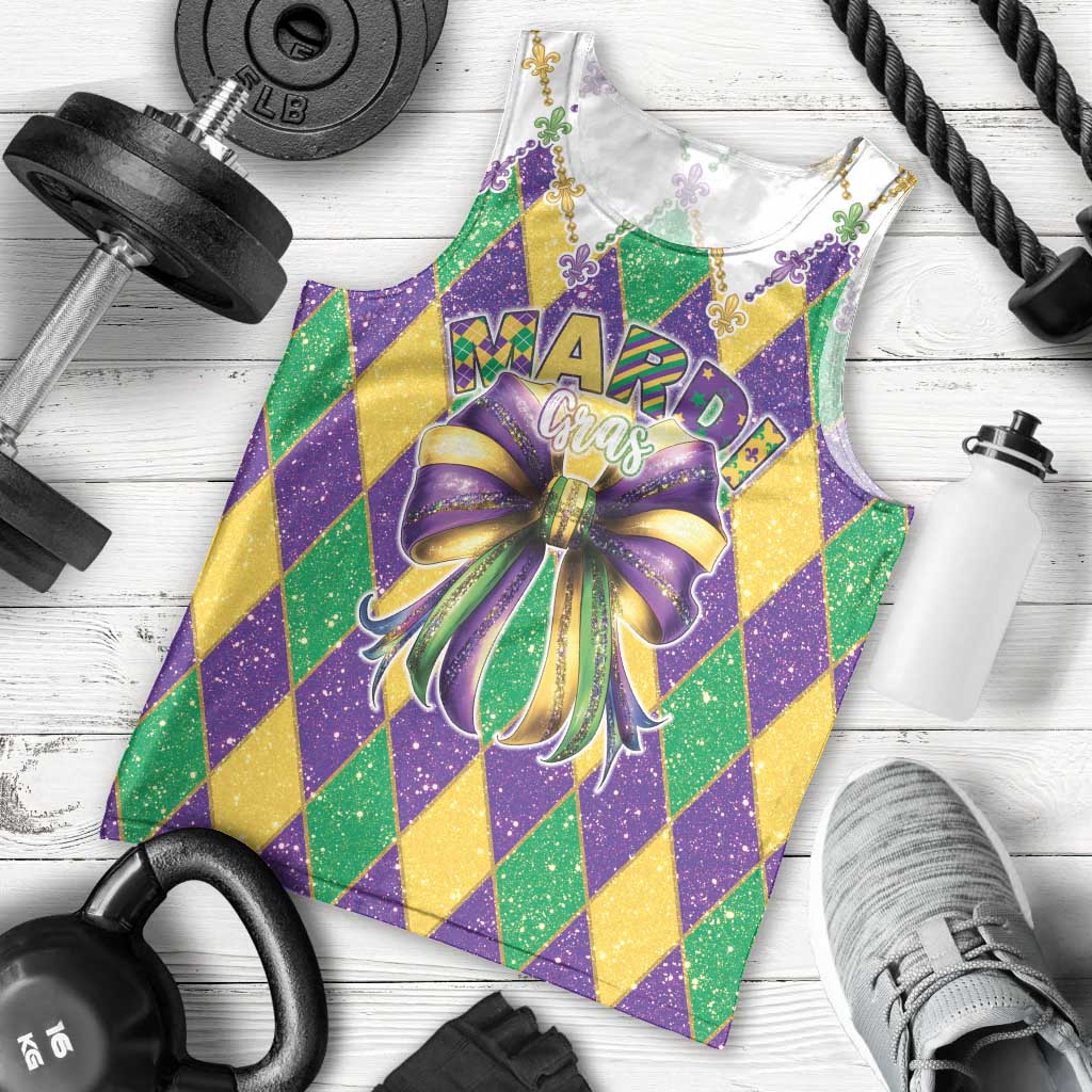 Love Mardi Gras Men Tank Top Coquette Bow Glitter Style