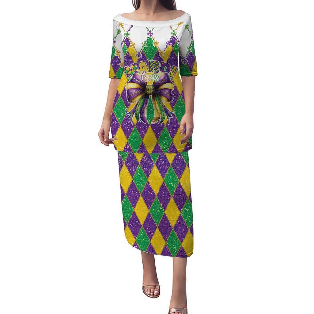 Love Mardi Gras Puletasi Coquette Bow Glitter Style LT05 - Wonder Print Shop