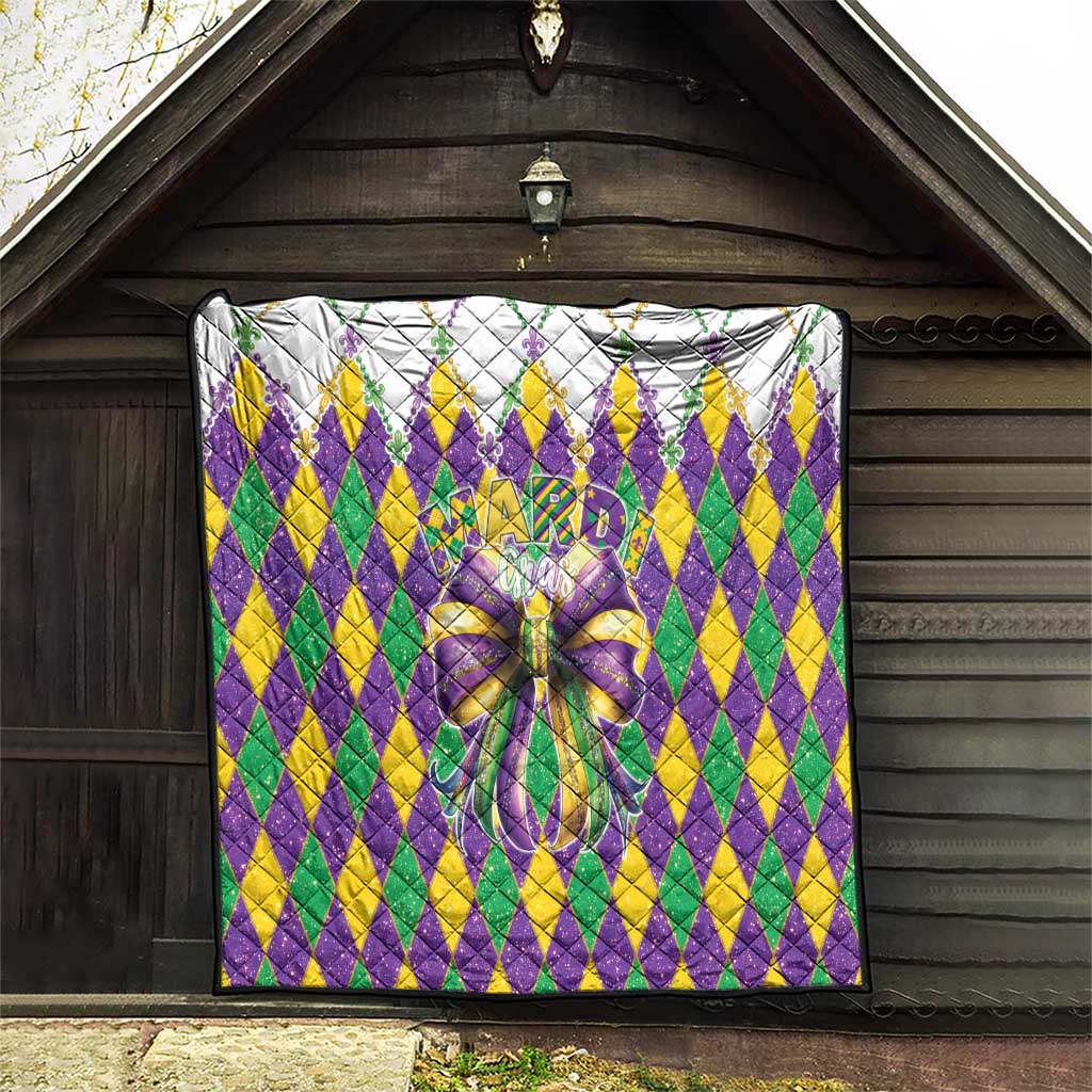 Love Mardi Gras Quilt Coquette Bow Glitter Style LT05 - Wonder Print Shop