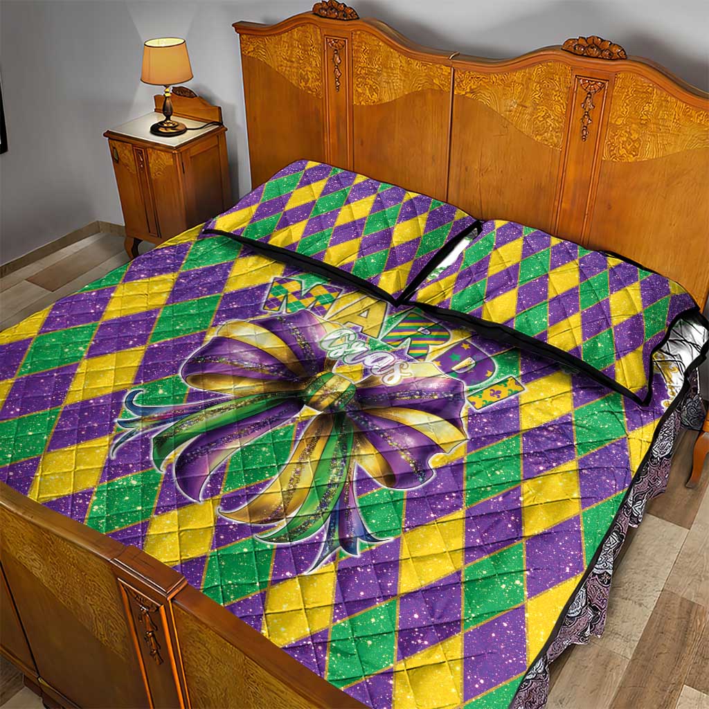 Love Mardi Gras Quilt Bed Set Coquette Bow Glitter Style LT05 - Wonder Print Shop