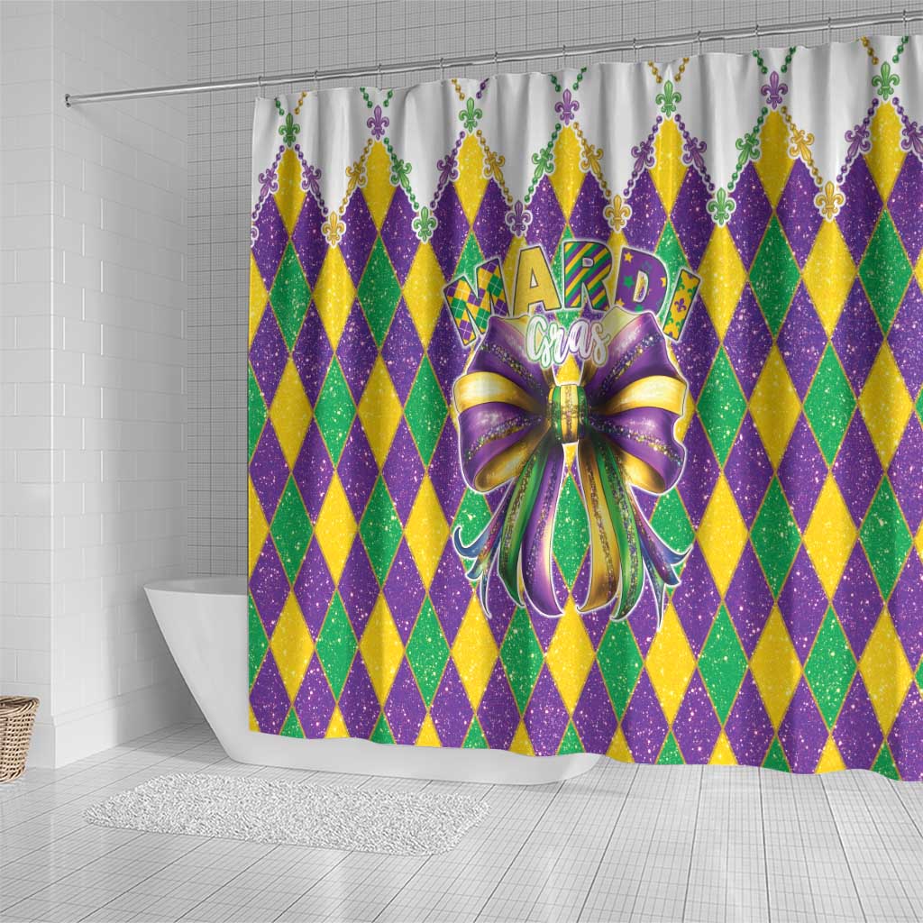Love Mardi Gras Shower Curtain Coquette Bow Glitter Style LT05 - Wonder Print Shop