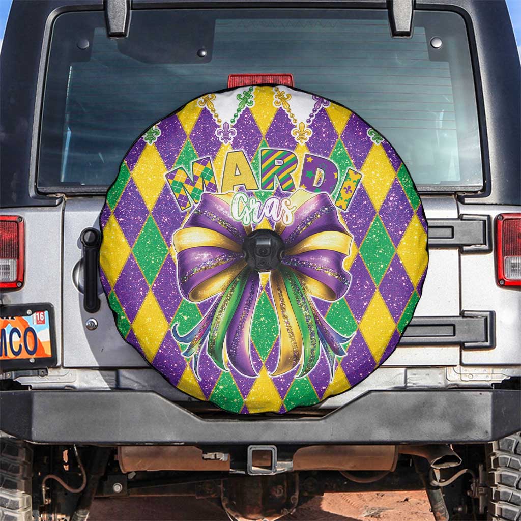 Love Mardi Gras Spare Tire Cover Coquette Bow Glitter Style LT05 - Wonder Print Shop