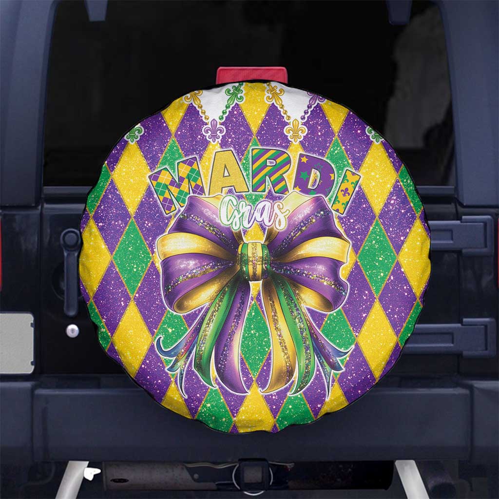 Love Mardi Gras Spare Tire Cover Coquette Bow Glitter Style LT05 - Wonder Print Shop