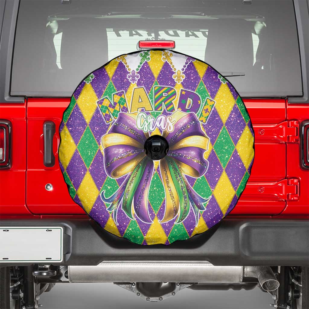 Love Mardi Gras Spare Tire Cover Coquette Bow Glitter Style LT05 - Wonder Print Shop