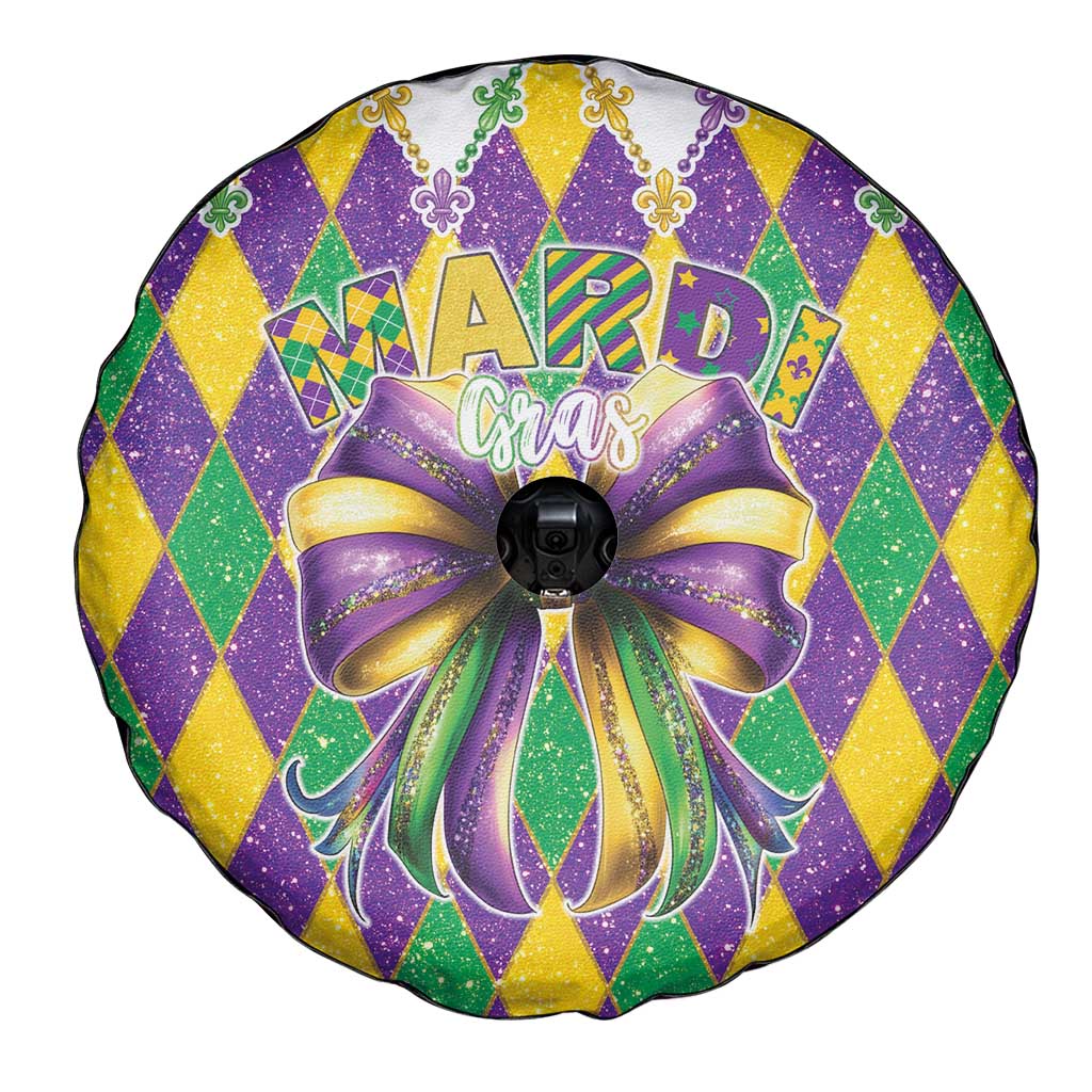 Love Mardi Gras Spare Tire Cover Coquette Bow Glitter Style LT05 - Wonder Print Shop